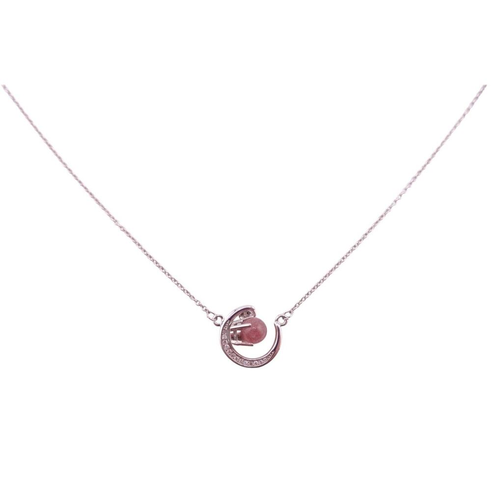 Diamond Accented Crescent Moon with Amethyst Orb Sterling Silver Necklace NWOT